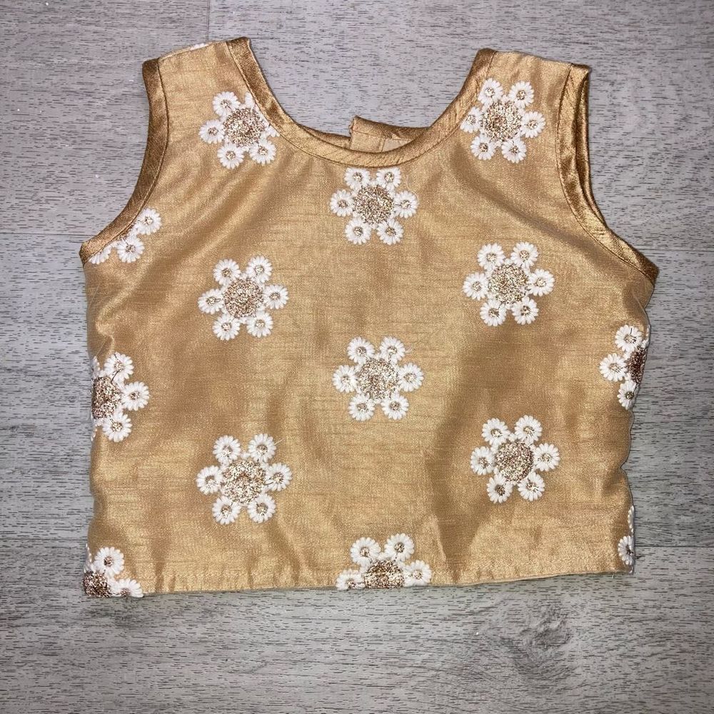 Gatha Fashion Girls Wear, Kids Kerala Traditional Onam Top, Flowers, Back Ties